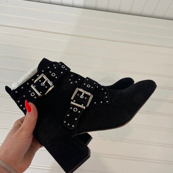 NWT Rebecca Minkoff Logan Studded Ankle Boots Black Block Heel Size 7 - Picture 6 of 8